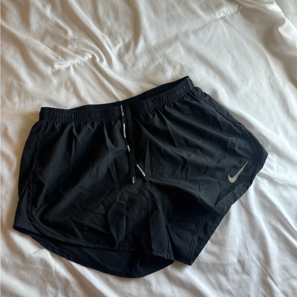 Nike Black Athletic Shorts with Silver Swoosh
